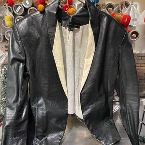 Leather cropped tux jacket
